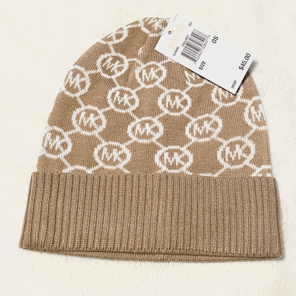 NWT MICHAEL KORS MK Logo Beanie Hat & Scarf Set - Picture 4 of 9